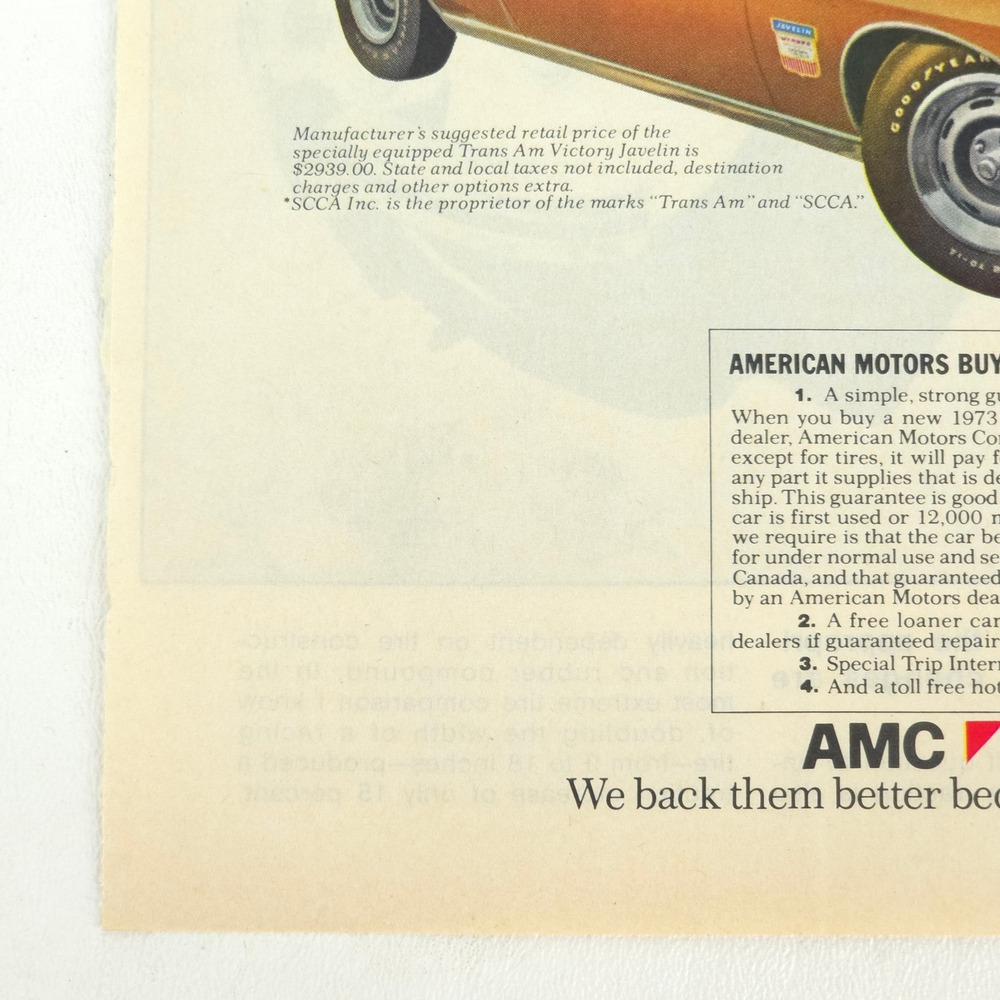 Vintage AMC Javelin Trans Am Print Ad Garage Art Advertising Show Display Promo - Picture 4 of 6